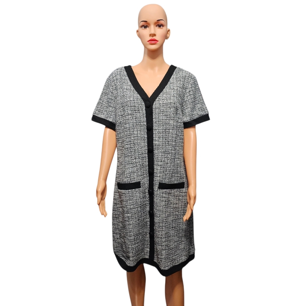 41 Hawthorn Ceena Knit Tweed Short Sleeve Preppy Dress Sz XXL